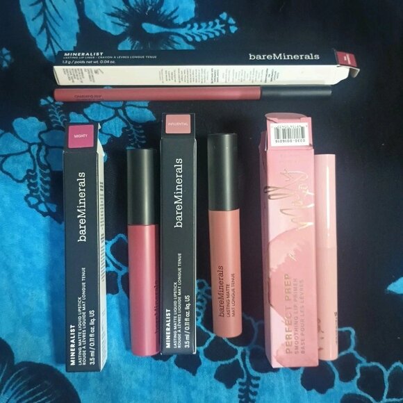 NIB 4pc Lipstick Lot Bare Minerals Lip Liner Liquid Lipstick Mally Perfect Prep - Picture 3 of 6